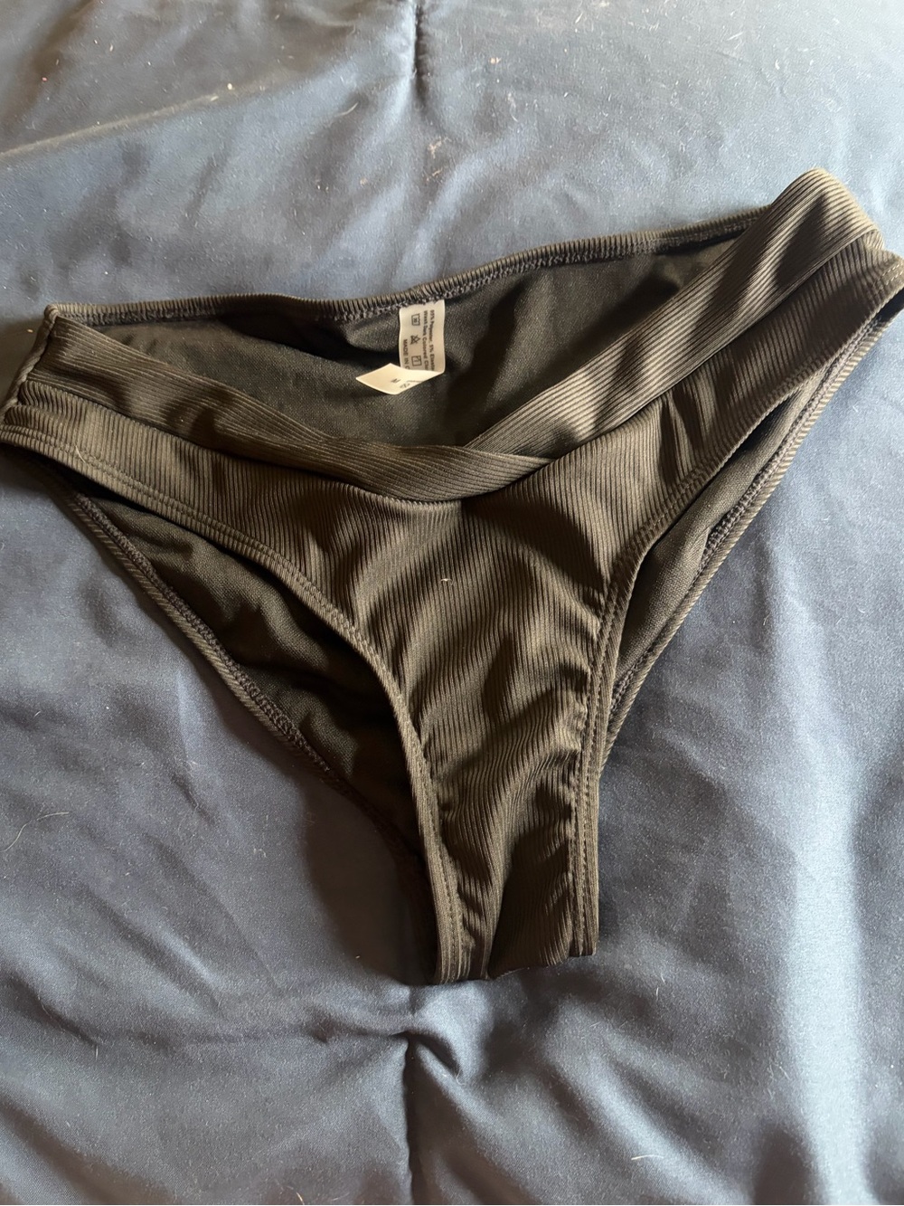 Ribbed Black Bikini Bottoms